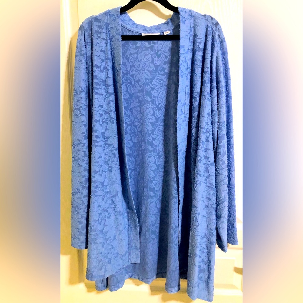 Susan Graver 3x Light Blue Burnout Cadigan